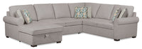 Scott Living Haven 3-Piece Left-Facing Chenille Fabric Sleeper Sectional with Storage Chaise - Grey 