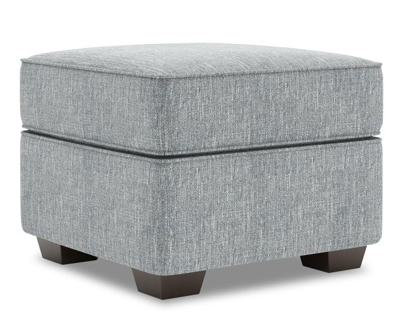 Made in Canada Customizable Sofa Lab Roll 24\" Linen-Look Fabric Ottoman - Luna Pewter Grey