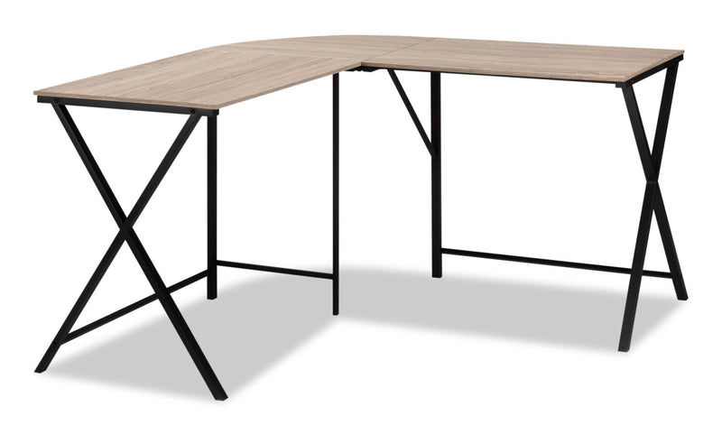 Lidia 55.25\" L-Shaped Corner Office Desk - Taupe 