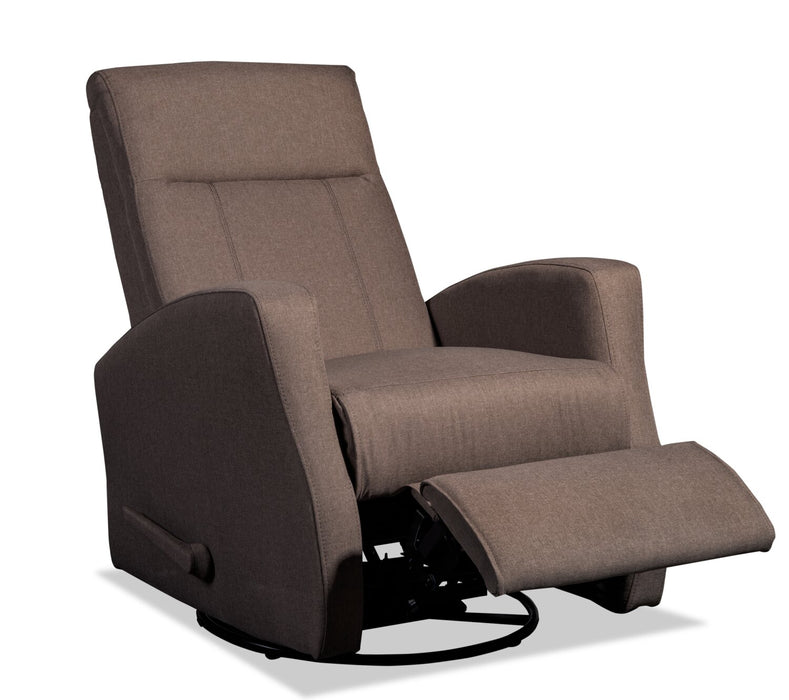 Nyla 30\" Linen-Look Fabric Swivel Rocker Reclining Chair - Brown