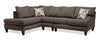 Made in Canada Nofia 3-Piece Left-Facing Chenille Fabric Sectional with  Accent Pillows and Wood Legs - Charcoal Grey