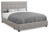 Minka Upholstered Storage Platform Bed in Grey Fabric, Tufted - Queen Size