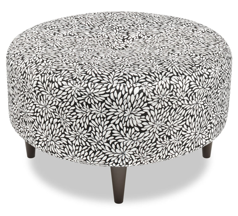 Made in Canada Customizable Sofa Lab The Curve 31\" Fabric Ottoman - Onyx Multicolour