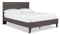 Emry Platform Bed with Headboard & Frame, Mid-Century Modern, Dark Grey - Queen Size 