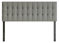 Ellis Upholstered Headboard in Grey Fabric, Button Tufted - Queen Size 