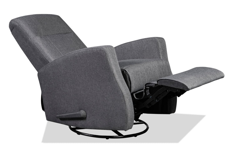 Nyla 30\" Linen-Look Fabric Swivel Rocker Reclining Chair - Grey