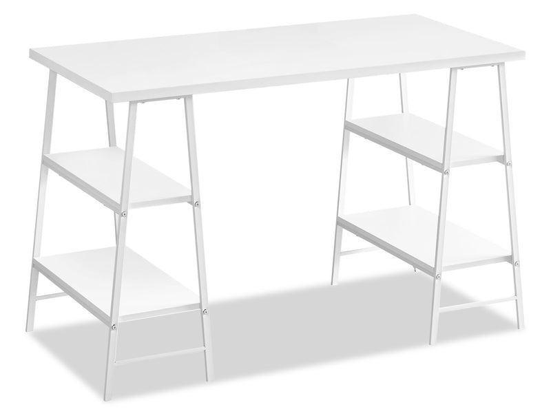 Jonnie 47.25\" Office Desk with Sawhorse-style Legs - White