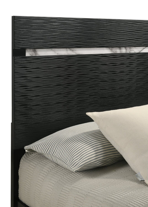 Atlas 5pc Bedroom Set with Bed, Dresser & Mirror, Mid-Century Modern, Black - Queen Size