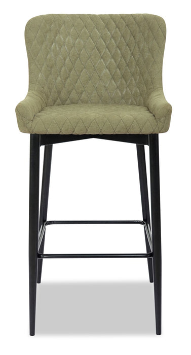 Demi Barstool with Velvet-Like Fabric, Metal - Green