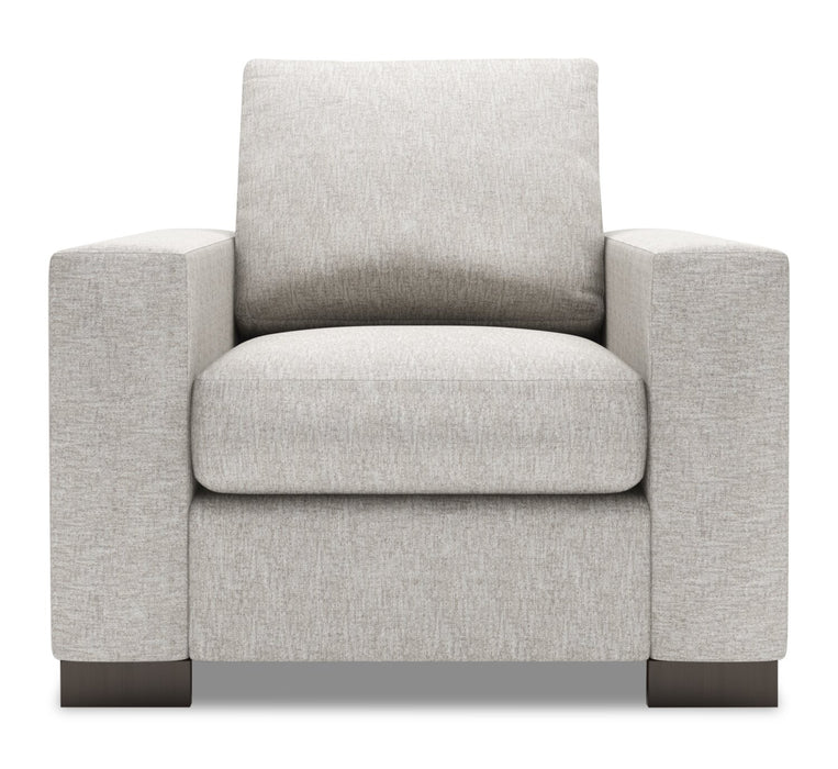 Made in Canada Sofa Lab Customizable Track 38\" Chenille Fabric Chair with Track Arms - Luxury Silver