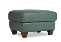 Vita 100% Genuine Leather Ottoman - Seafoam 