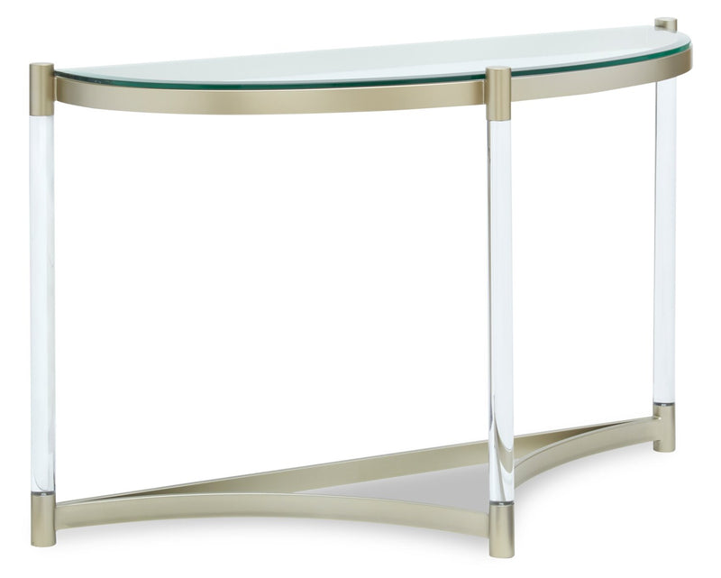Silas  48\" Modern Glass Top Sofa Table - Platinum with Metal and Acrylic