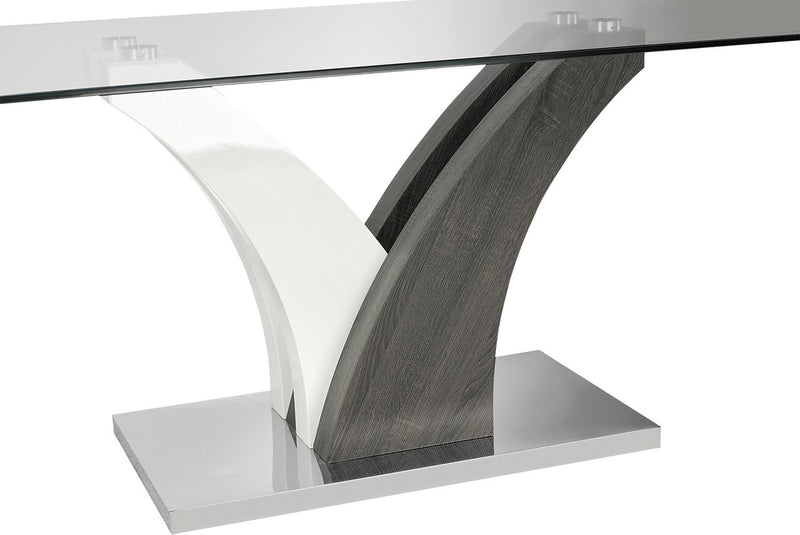 Tuxedo 7pc Dining Set with Table & 6 Chairs, Glass Top, Pedestal Base, 72\"W - Black