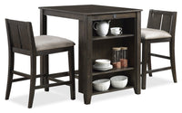 Lane 3pc Counter-Height Dining Set with Table & 2 Chairs, Built-in Shelves & USB, 36.5