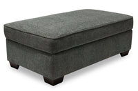 Verona Brushed Linen-Look Fabric Storage Ottoman – Charcoal 