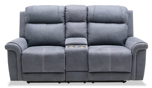 Silas Microsuede Reclining Loveseat - Steel