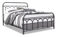 Nora Metal Bed with Headboard & Frame, Black - Queen Size 