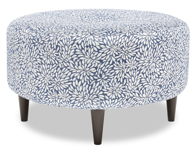 Made in Canada Customizable Sofa Lab The Curve 31\" Fabric Ottoman - Cadet Multicolour