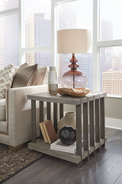 Eldridge 24\" Modern End Table with Shelf - Weathered Grey with Metal and Wood