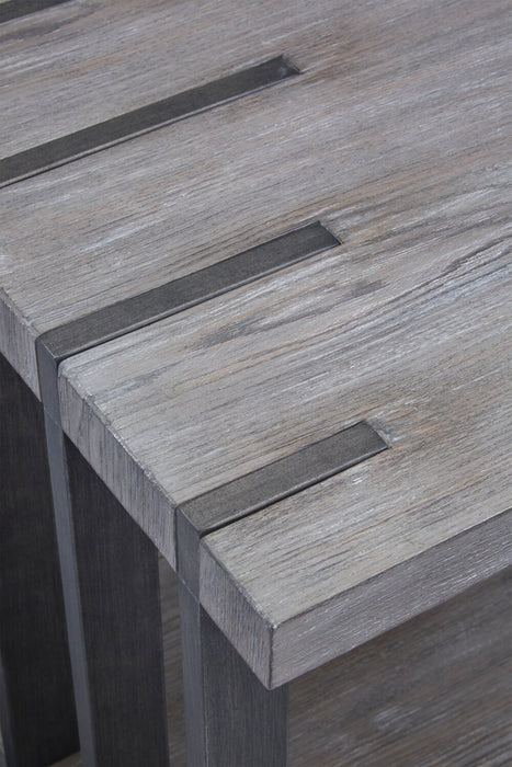 Eldridge 24\" Modern End Table with Shelf - Weathered Grey with Metal and Wood