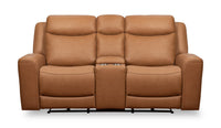 Prescott Genuine Leather Power Reclining Loveseat - Butternut 