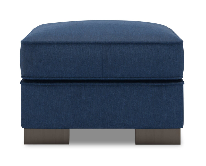 Made in Canada Customizable Sofa Lab Track 24\" Linen-Look Fabric Ottoman - Pax Navy Blue