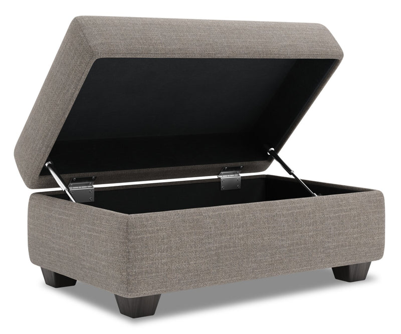 Made in Canada Customizable Sofa Lab The Trunk 39\" Linen-Look Fabric Storage Ottoman - Luna Smoke Grey