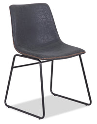 Tess Dining Chair with Leather-Look Fabric, Metal - Grey 