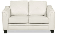 Andi Leather-Look Fabric Loveseat - Beige 