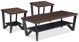 Arika 3-Piece Coffee and Two End Tables Package - Black