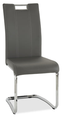 Tuxedo Dining Chair with Vegan-Leather Fabric, Metal - Grey 